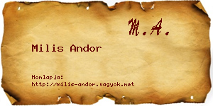 Milis Andor névjegykártya